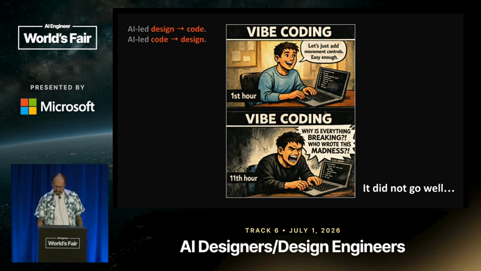 Jonathan Gordon 발표 화면 · The Design-Code Roundtrip That Isn't — Jonathan Gordon, ReWe 6분 14초
