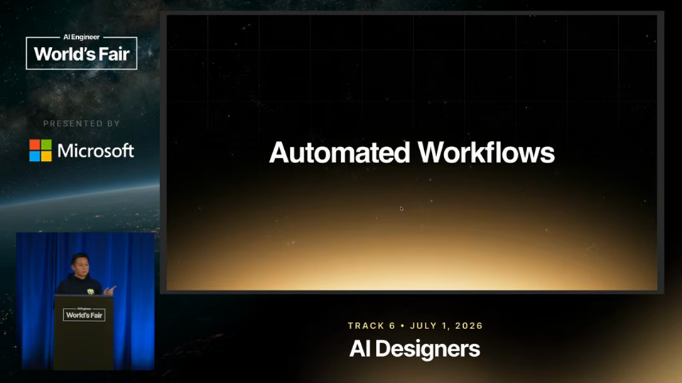 Vincent Wendy 발표 화면 · One Designer + AI. Hundreds of Deliverables. — Vincent Wendy 7분 50초