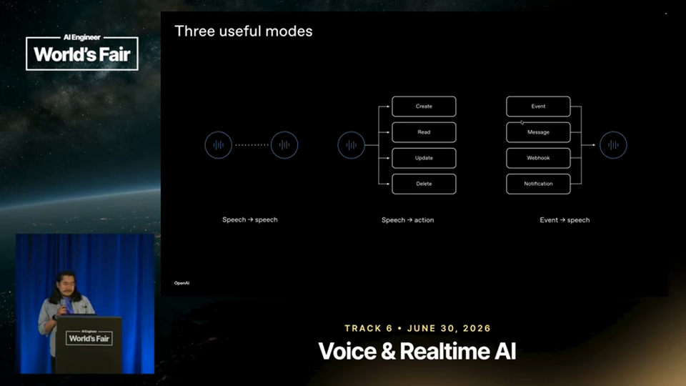Charlie Guo 발표 화면 · Voice Agents Can Just Do Things — Charlie Guo, OpenAI 2분 11초