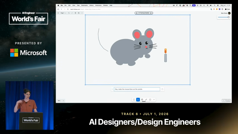 Max Drake slide · The Spatial Harness: Bringing Agents to the Canvas — Max Dra 5:44