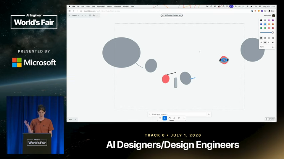 Max Drake slide · The Spatial Harness: Bringing Agents to the Canvas — Max Dra 6:17