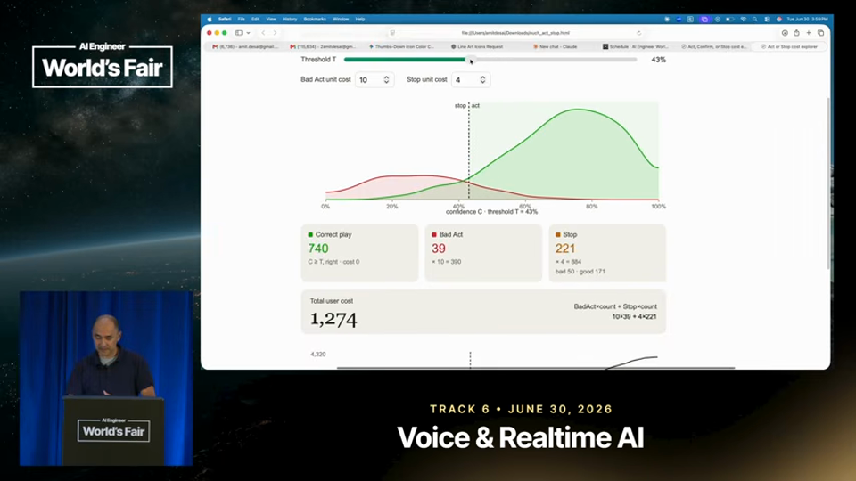 Amit Desai 발표 화면 · Act, Confirm, or Stop? Smarter behavior for AI assistants, w 11분 31초
