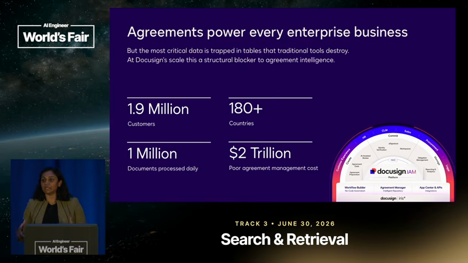 Hiral Shah, Sean Sodha 발표 화면 · Your Agreements Are a Database You Can't Query — Hiral Shah, 2분 1초