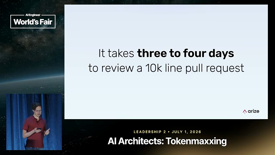 Laurie Voss 발표 화면 · The Death of the Code Review: What the Data Actually Says — 4분 44초