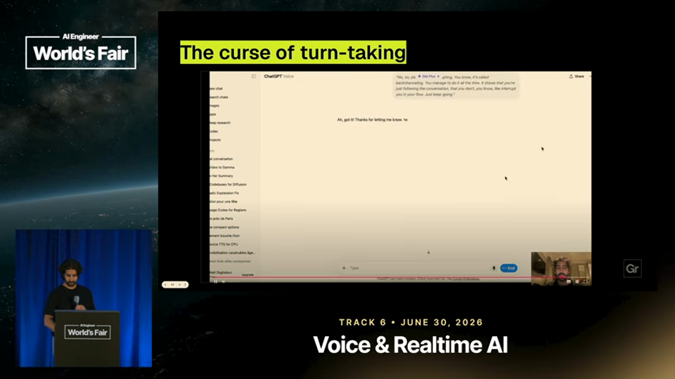 Neil Zeghidour slide · Your Voice Agent is Just a Walkie Talkie — Neil Zeghidour, G 9:12