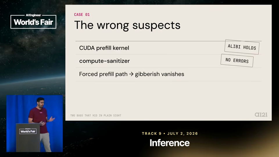 Asaf Gardin, Yuval Belfer 발표 화면 · Two Bugs That Hid in Plain Sight: A vLLM Debugging Detective 8분 1초