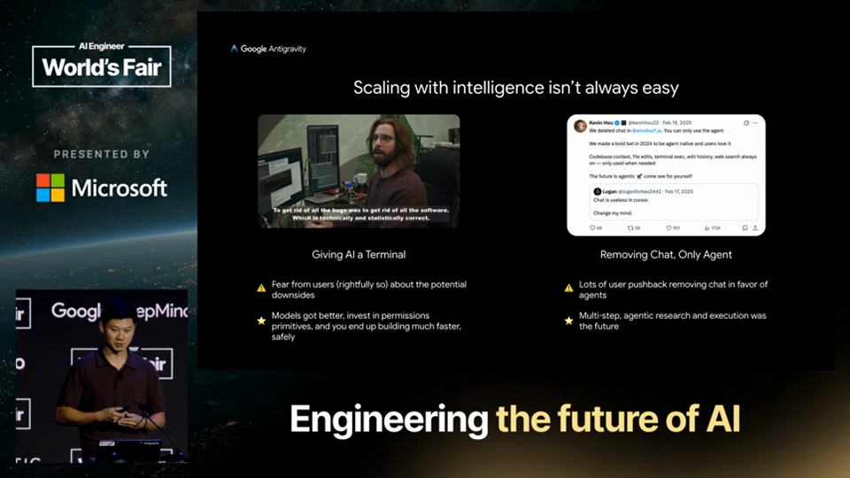 Kevin Hou slide · Get Out of the Model's Way — Kevin Hou, Google DeepMind 5:46