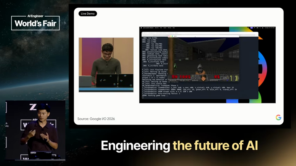 Kevin Hou slide · Get Out of the Model's Way — Kevin Hou, Google DeepMind 10:33