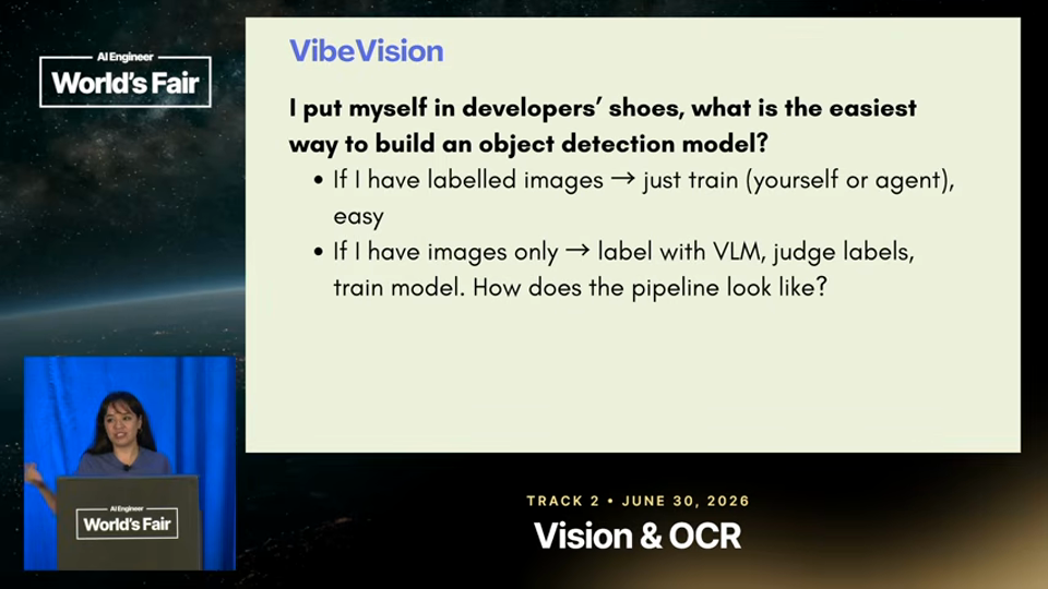 Merve Noyan 발표 화면 · Skill issue: stop deploying vision language models, use them 3분 58초