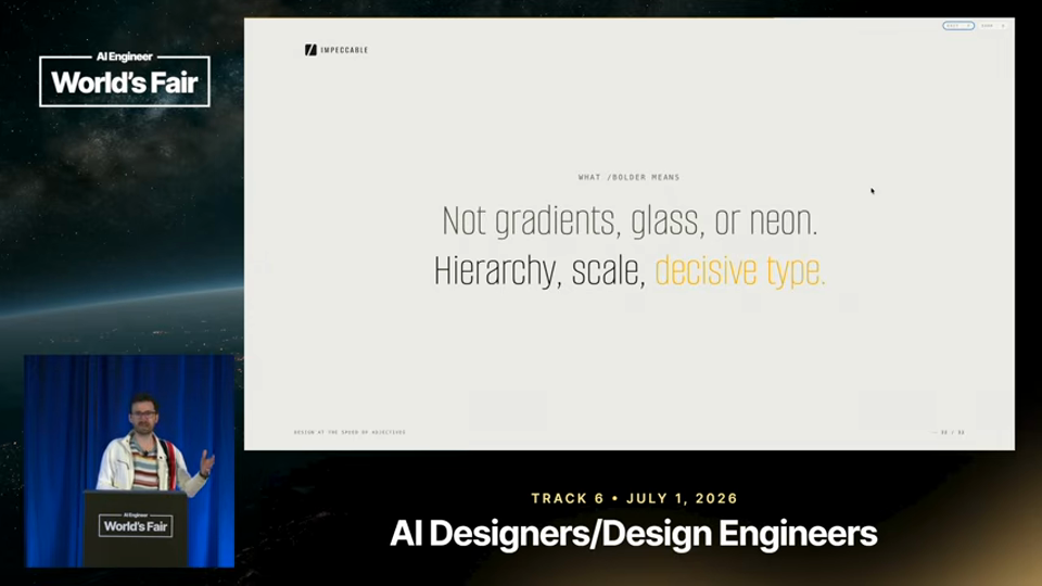 Paul Bakaus slide · Design at the Speed of Adjectives — Paul Bakaus, Renaissance 10:18